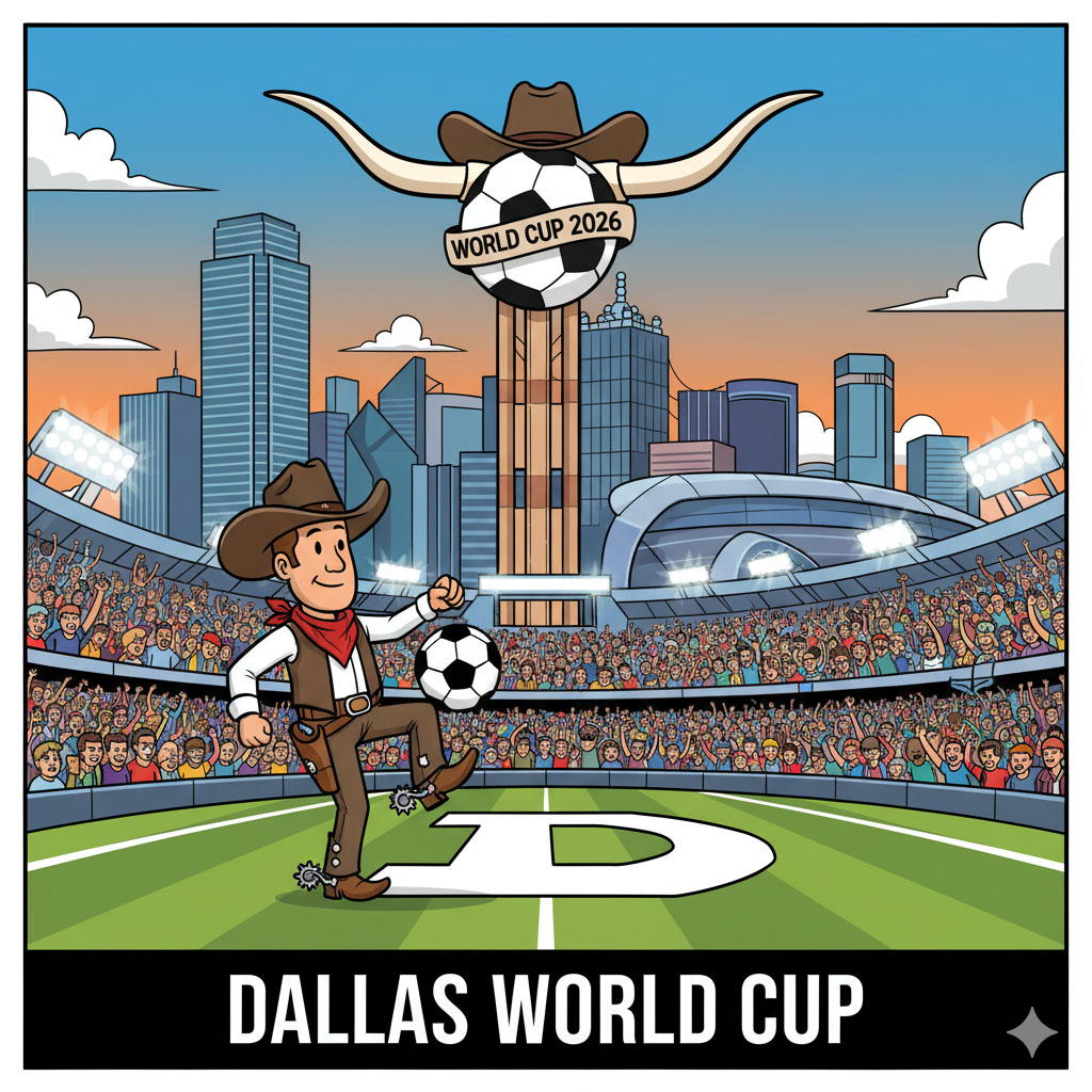 World Cup in Dallas - cowboy with soccer ball