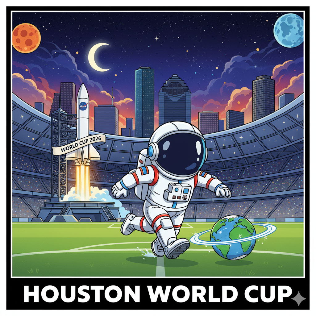 World Cup in Houston - astronaut with soccer ball
